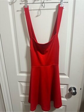 Forever 21 Red Scoop Neck Mini Skater Dress